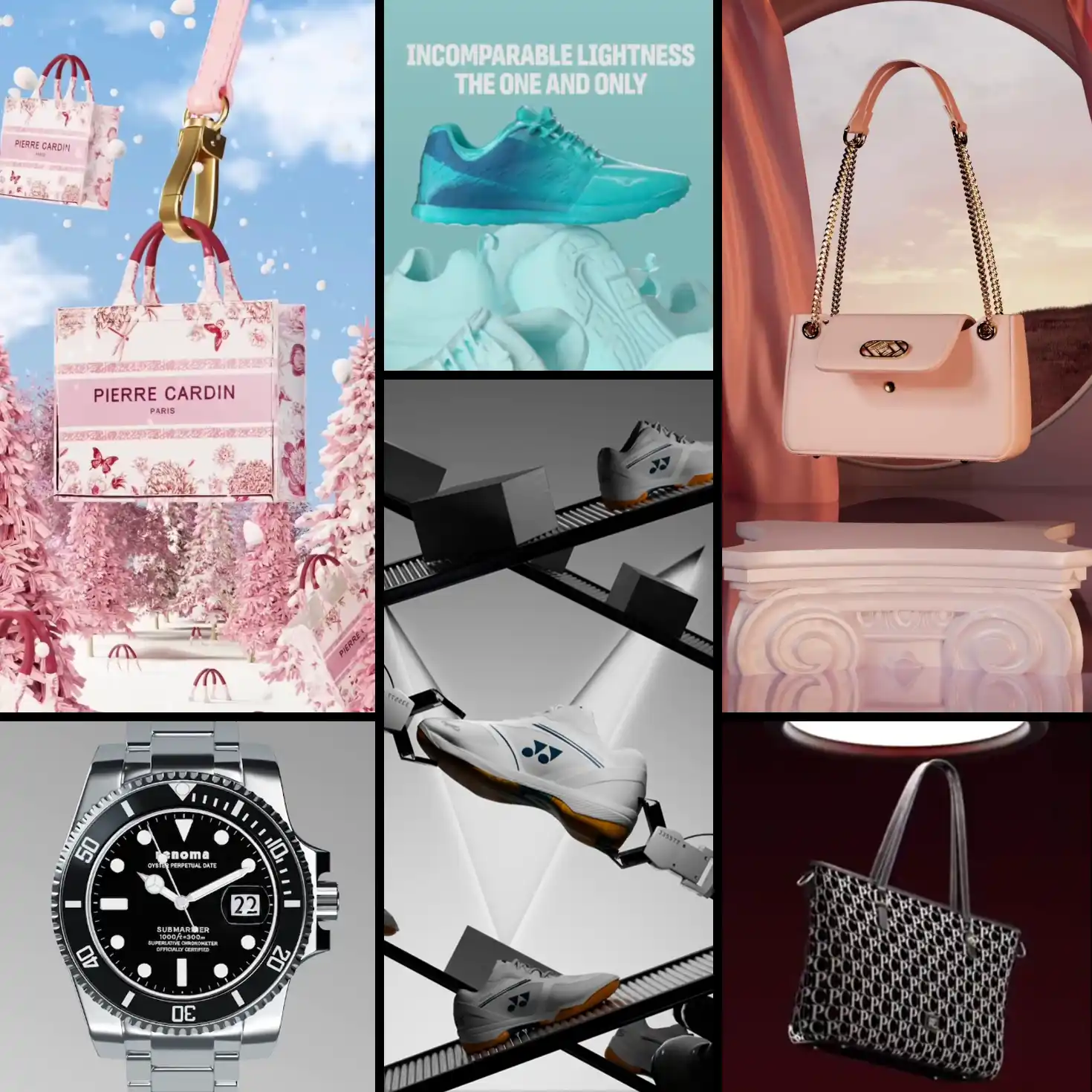 multiple scenes from product animation videos that showcase the product animation service which is one of the services provided by Astrix Visual which is based in Singapore but provides its services worldwide.