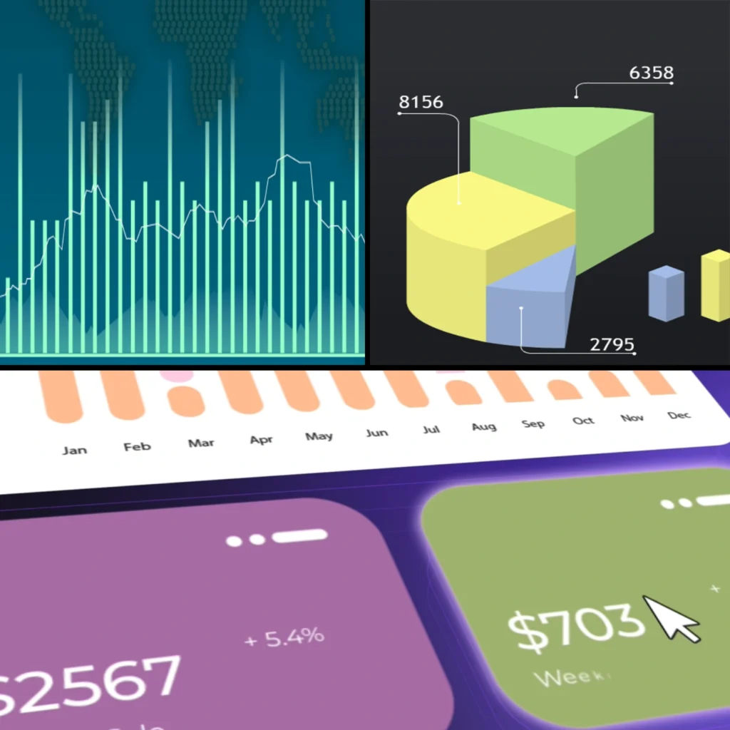 Data Visualization Services 54 Data visualization service by Astrix Visual, a Singapore-based company offering global solutions, featuring multiple charts and graphs that simplify complex business data, helping companies present insights clearly to investors, stakeholders, and professionals for informed decision-making.